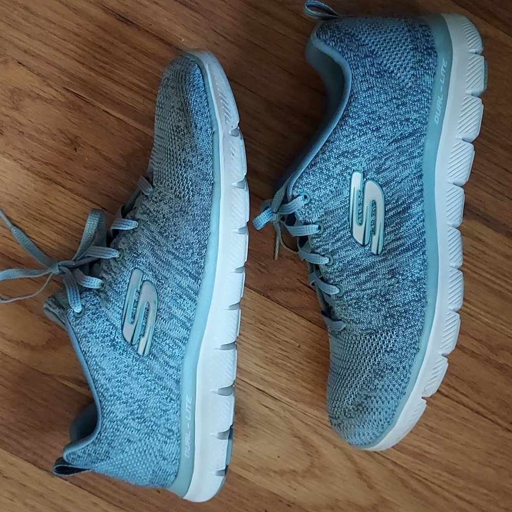 Skechers Flex Appeal 2  Size 8.5 Women's Light Blue Knit Sneakers